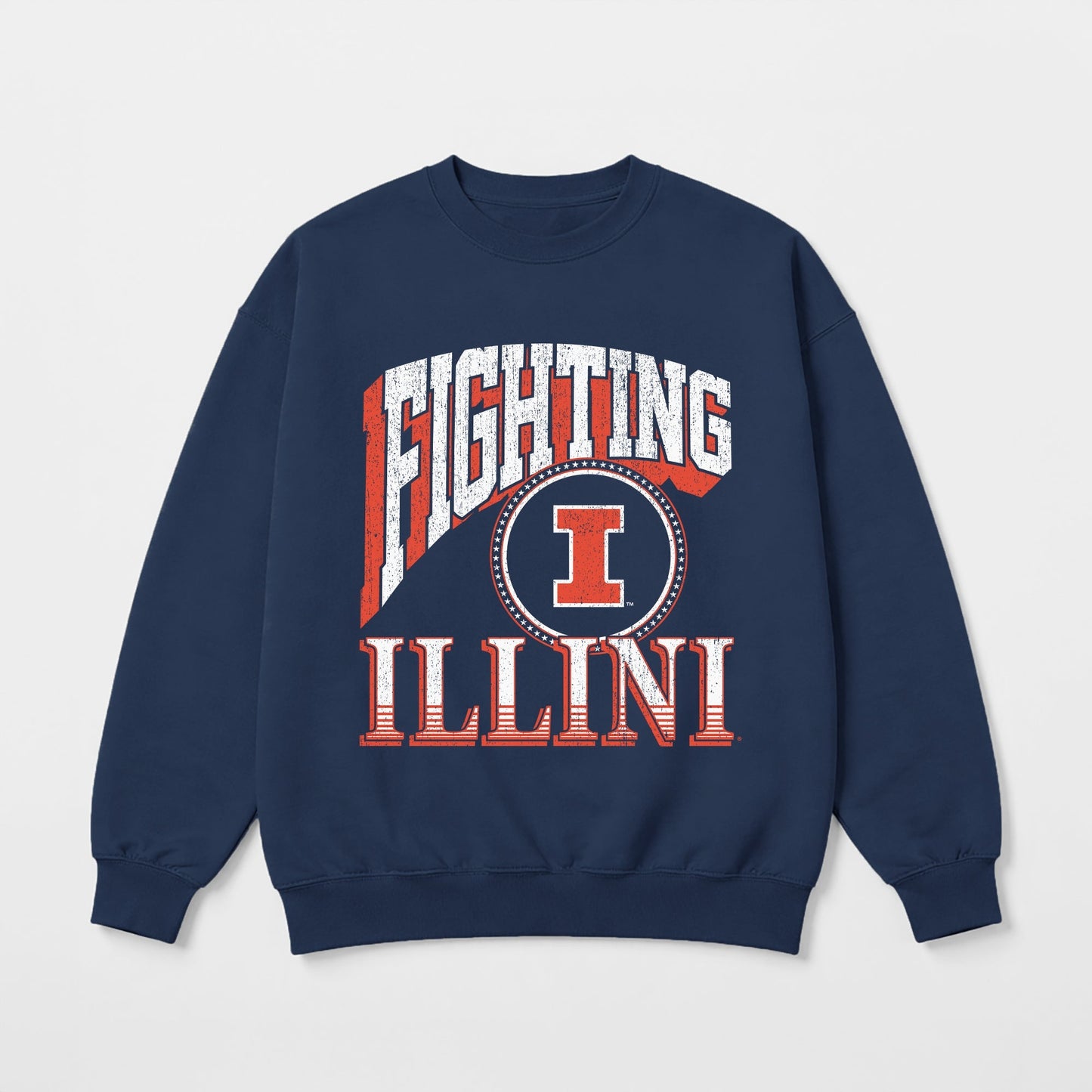 ILLINOIS FIGHTING ILLINI MAIN CHARACTER PREMIUM FLEECE DROP SHOULDER CREWNECK PULLOVER