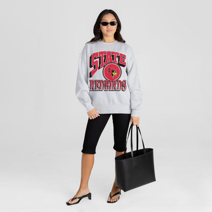 ILLINOIS STATE REDBIRDS GAME ON PREMIUM FLEECE DROP SHOULDER CREWNECK PULLOVER
