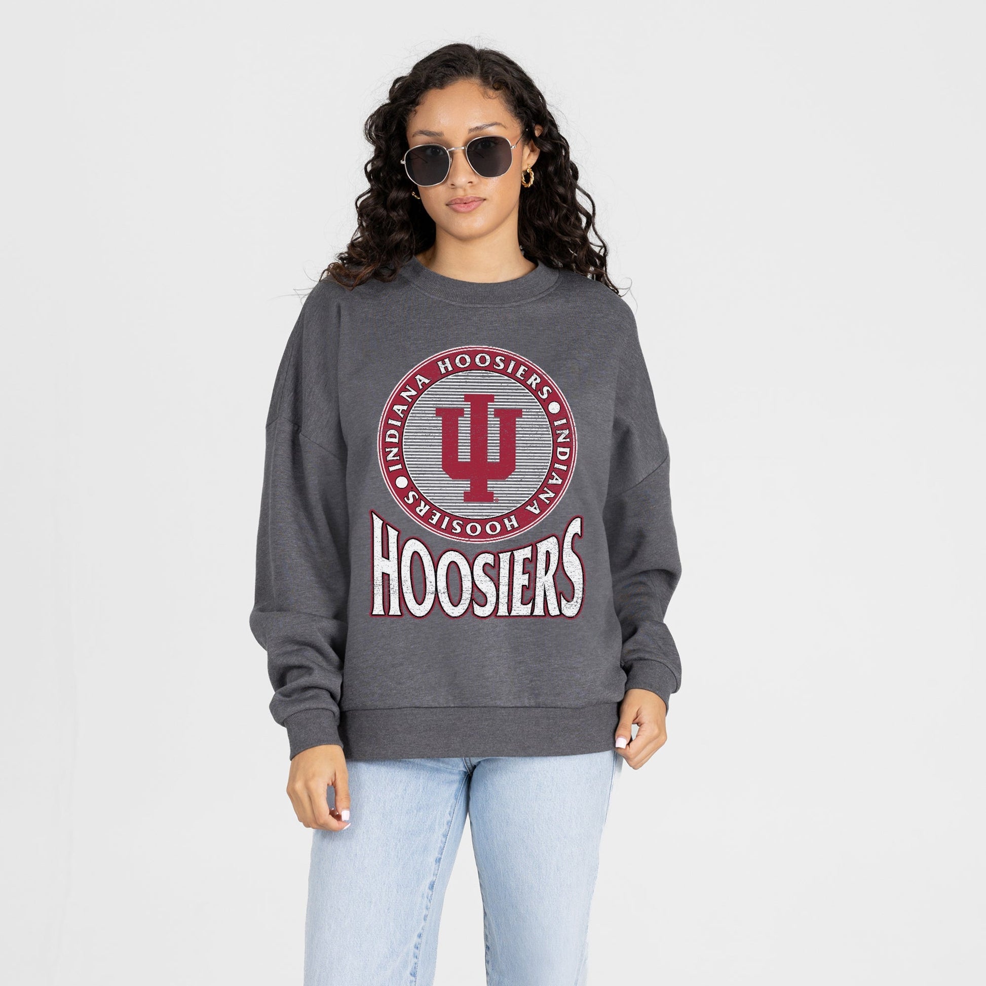 INDIANA HOOSIERS SATURDAY SEAL PREMIUM FLEECE DROP SHOULDER CREWNECK PULLOVER