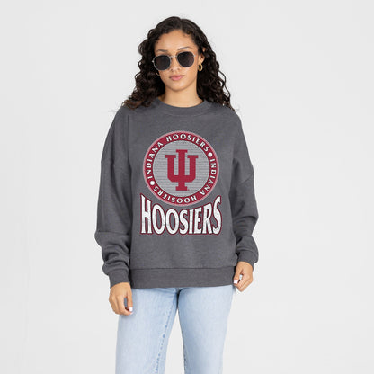 INDIANA HOOSIERS SATURDAY SEAL PREMIUM FLEECE DROP SHOULDER CREWNECK PULLOVER