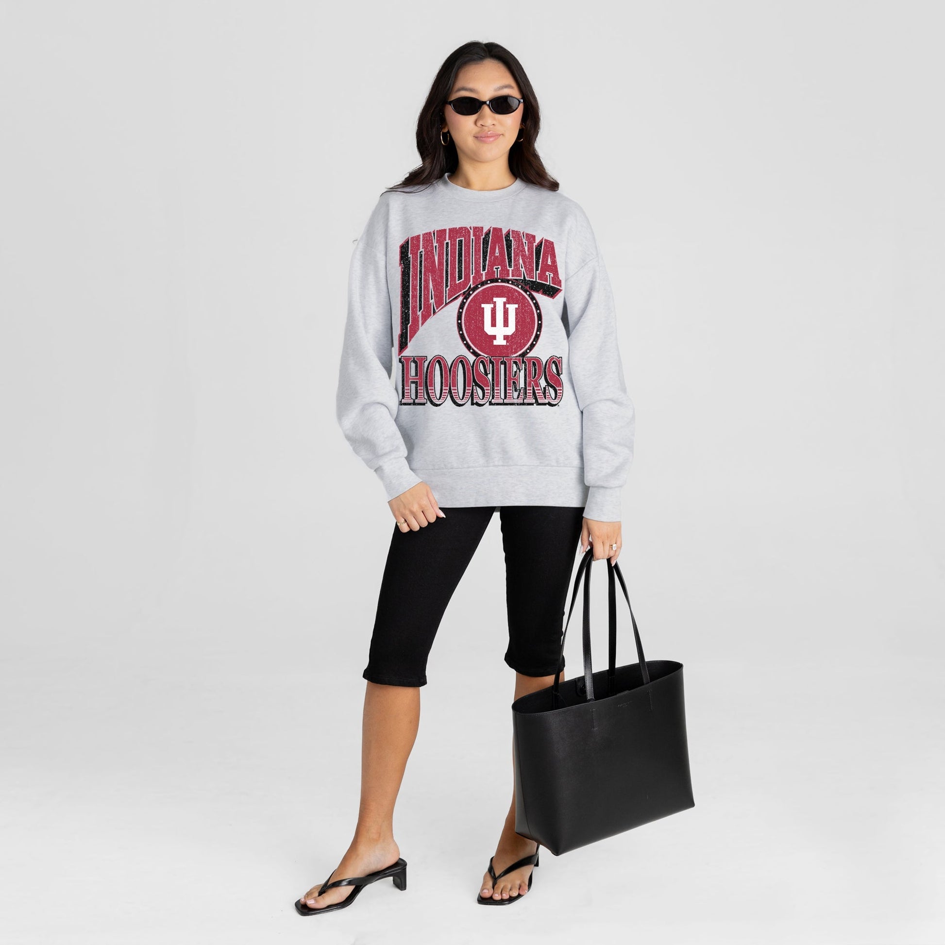 INDIANA HOOSIERS GAME ON PREMIUM FLEECE DROP SHOULDER CREWNECK PULLOVER