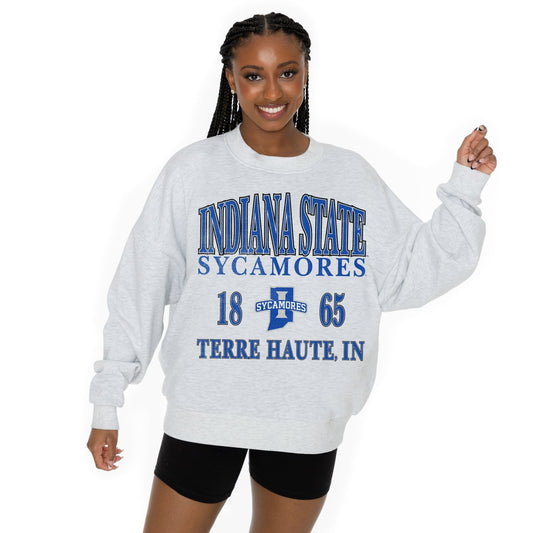 INDIANA STATE SYCAMORES ALLEGIANCE LONG SLEEVE UNISEX FIT PREMIUM FLEECE CREWNECK SWEATSHIRT WITH RIBBED KNIT NECKLINE, WRIST, AND WAISTBAND - The Club