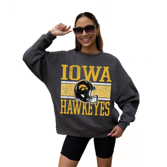 IOWA HAWKEYES WILD TAILGATE LONG SLEEVE UNISEX FIT PREMIUM FLEECE CREWNECK SWEATSHIRT WITH RIBBED KNIT NECKLINE, WRIST, AND WAISTBAND - The Club