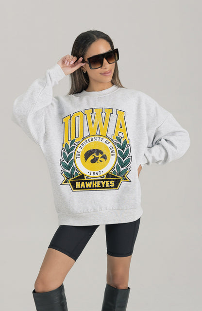 IOWA HAWKEYES HERITAGE PREMIUM FLEECE DROP SHOULDER CREWNECK PULLOVER