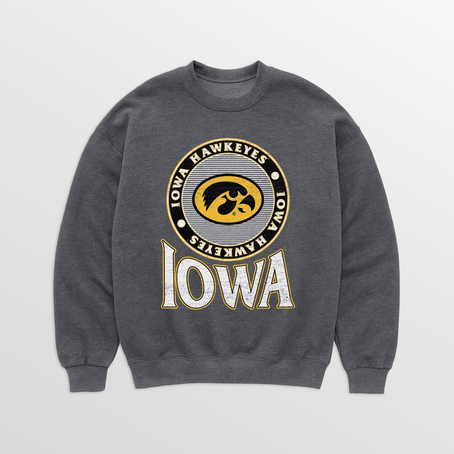 IOWA HAWKEYES SATURDAY SEAL PREMIUM FLEECE DROP SHOULDER CREWNECK PULLOVER