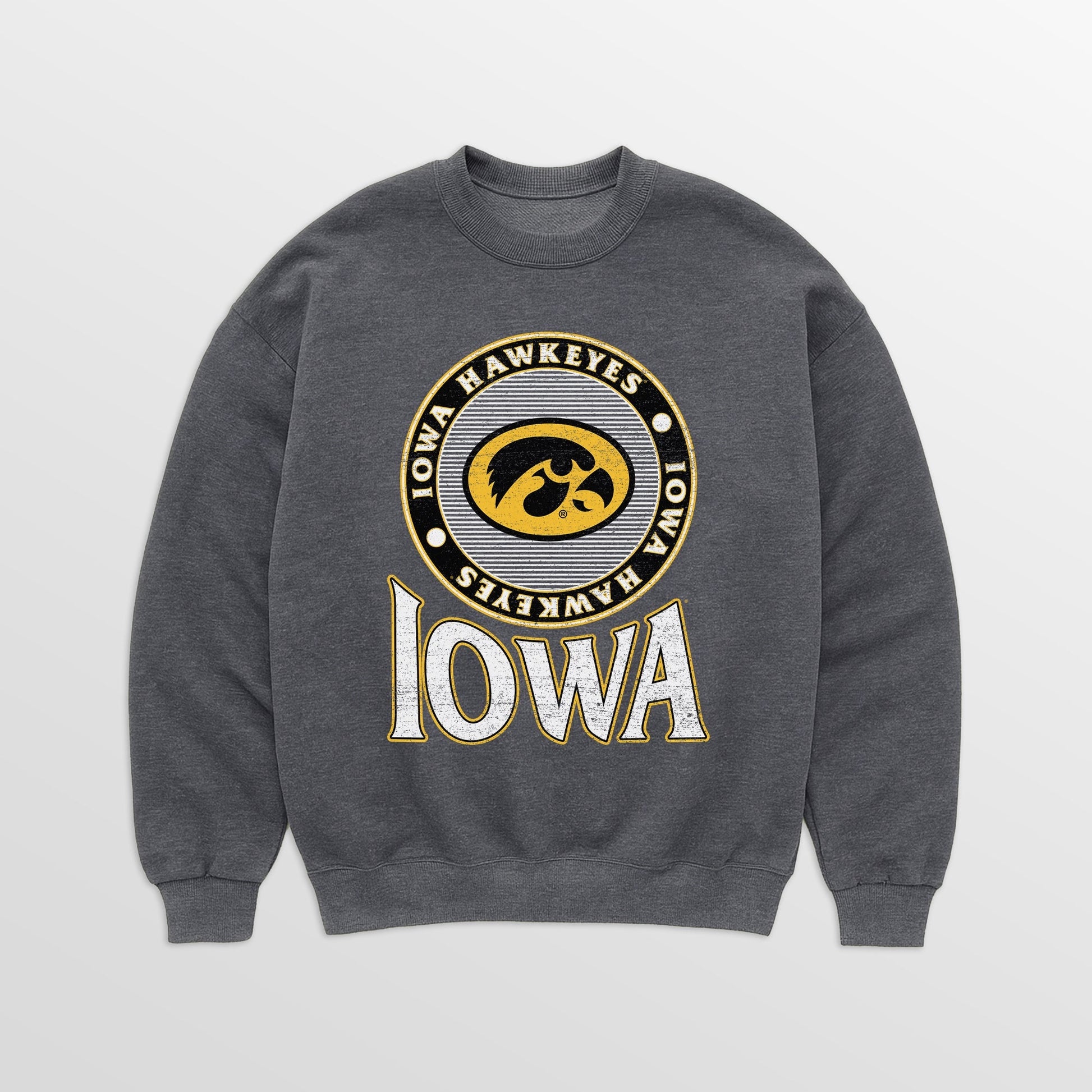 IOWA HAWKEYES SATURDAY SEAL PREMIUM FLEECE DROP SHOULDER CREWNECK PULLOVER