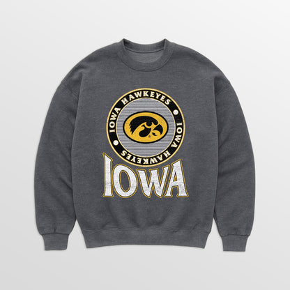 IOWA HAWKEYES SATURDAY SEAL PREMIUM FLEECE DROP SHOULDER CREWNECK PULLOVER