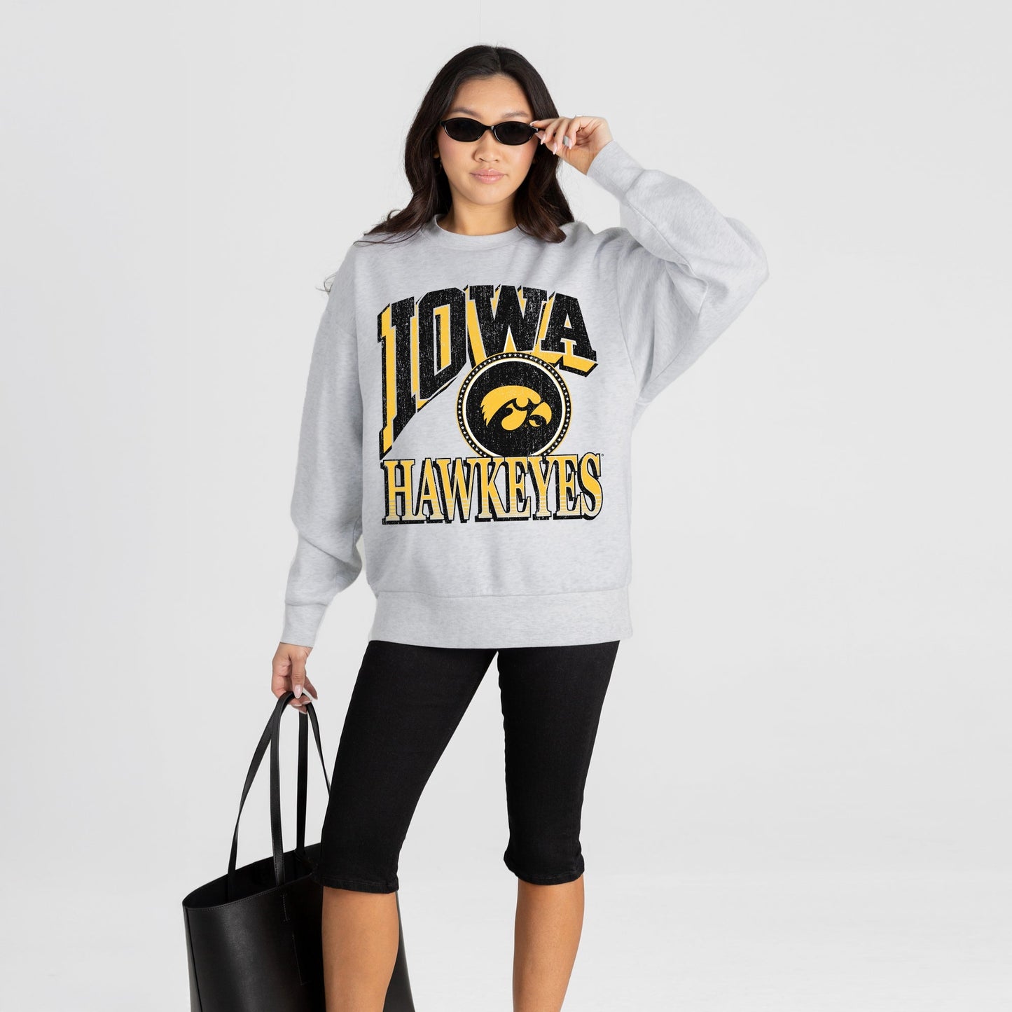 IOWA HAWKEYES GAME ON PREMIUM FLEECE DROP SHOULDER CREWNECK PULLOVER