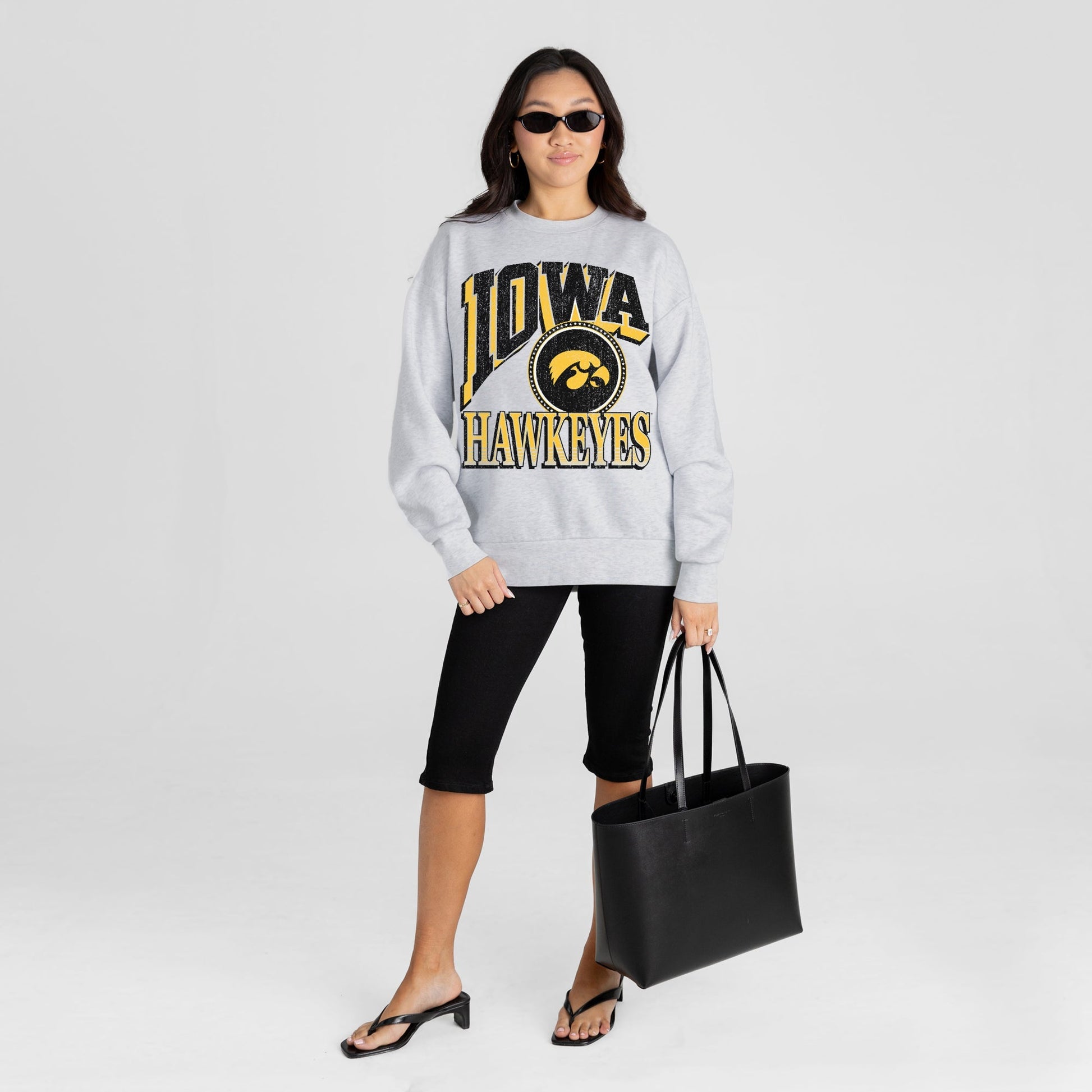 IOWA HAWKEYES GAME ON PREMIUM FLEECE DROP SHOULDER CREWNECK PULLOVER
