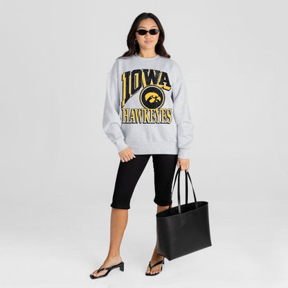 IOWA HAWKEYES GAME ON PREMIUM FLEECE DROP SHOULDER CREWNECK PULLOVER
