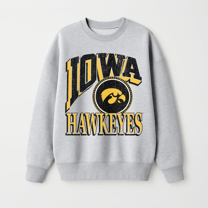 IOWA HAWKEYES GAME ON PREMIUM FLEECE DROP SHOULDER CREWNECK PULLOVER