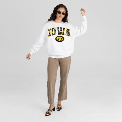 IOWA HAWKEYES SWEET PLAY PREMIUM FLEECE DROP SHOULDER CREWNECK PULLOVER