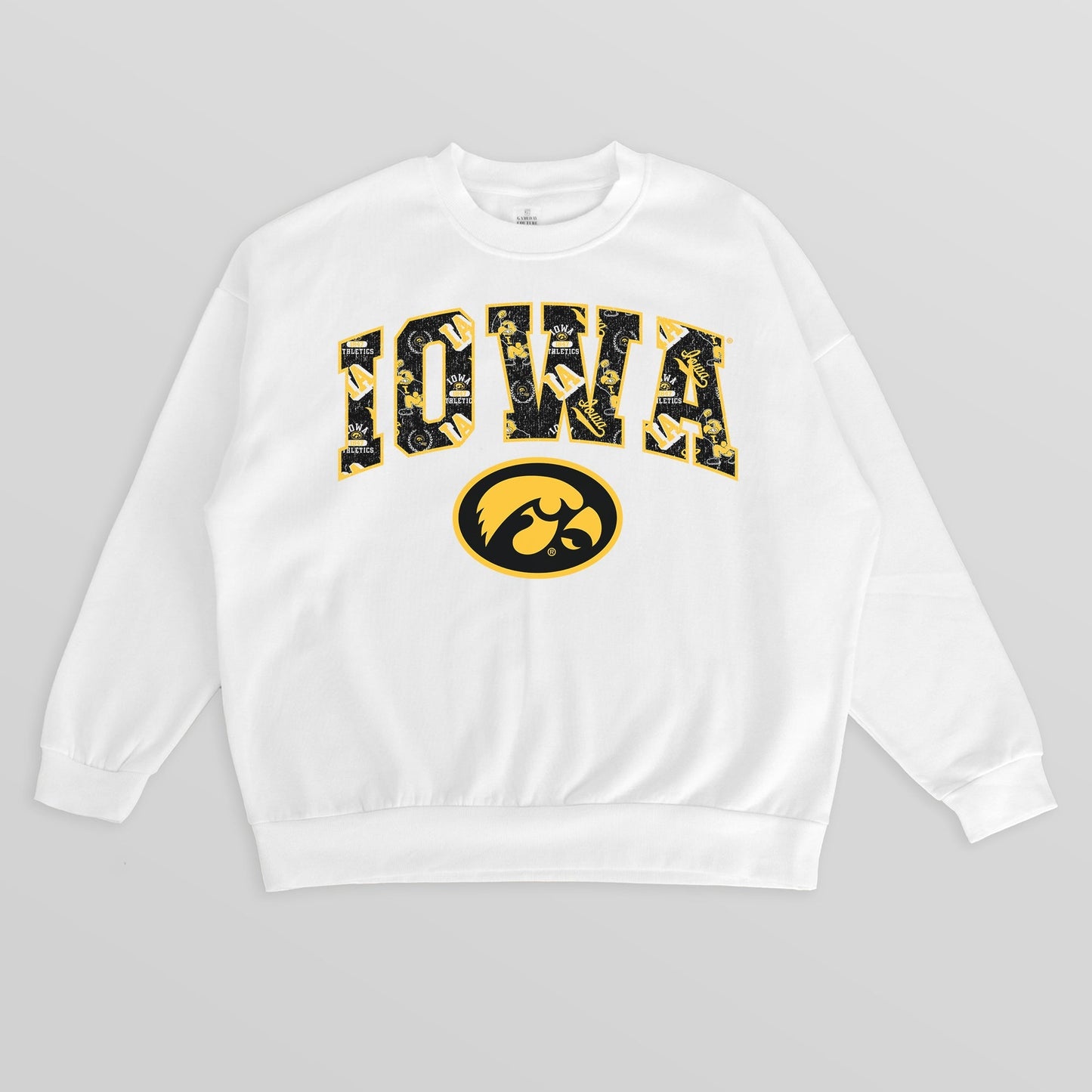 IOWA HAWKEYES SWEET PLAY PREMIUM FLEECE DROP SHOULDER CREWNECK PULLOVER