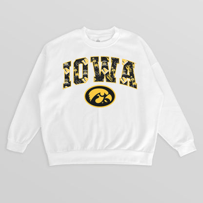 IOWA HAWKEYES SWEET PLAY PREMIUM FLEECE DROP SHOULDER CREWNECK PULLOVER