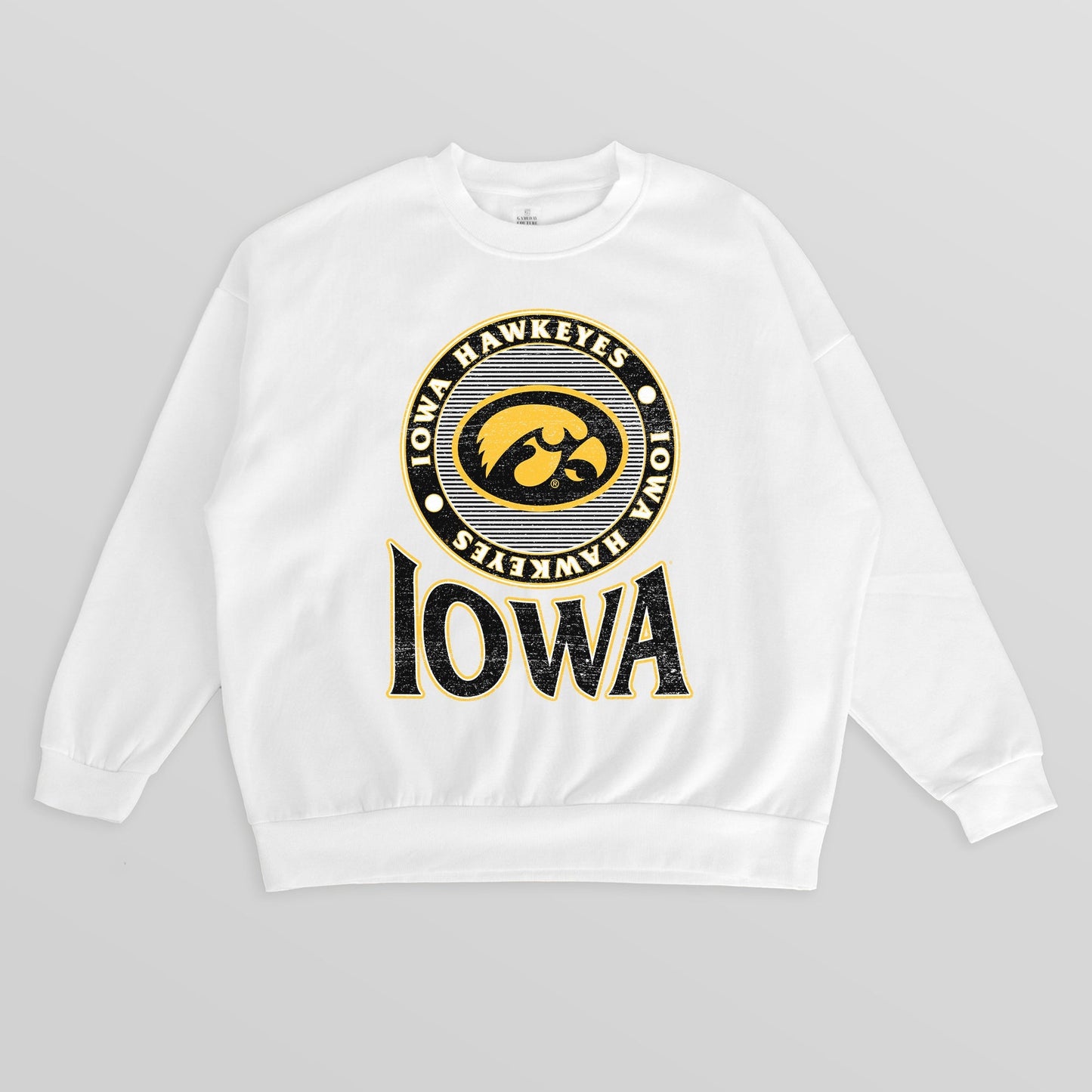 IOWA HAWKEYES ENDZONE PREMIUM FLEECE DROP SHOULDER CREWNECK PULLOVER
