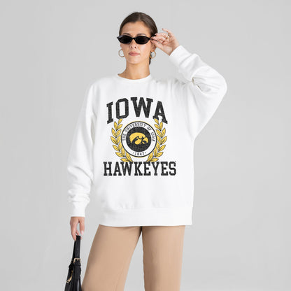 IOWA HAWKEYES GOLD STANDARD PREMIUM FLEECE DROP SHOULDER CREWNECK PULLOVER