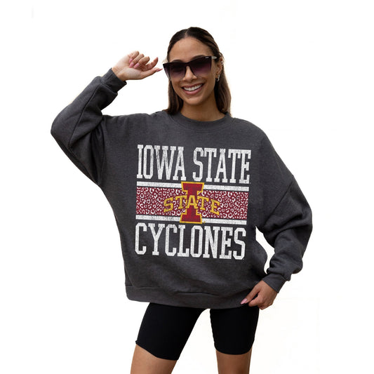 IOWA STATE CYCLONES WILD TAILGATE LONG SLEEVE UNISEX FIT PREMIUM FLEECE CREWNECK SWEATSHIRT WITH RIBBED KNIT NECKLINE, WRIST, AND WAISTBAND - The Club
