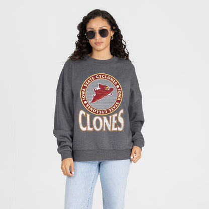 IOWA STATE CYCLONES SATURDAY SEAL PREMIUM FLEECE DROP SHOULDER CREWNECK PULLOVER