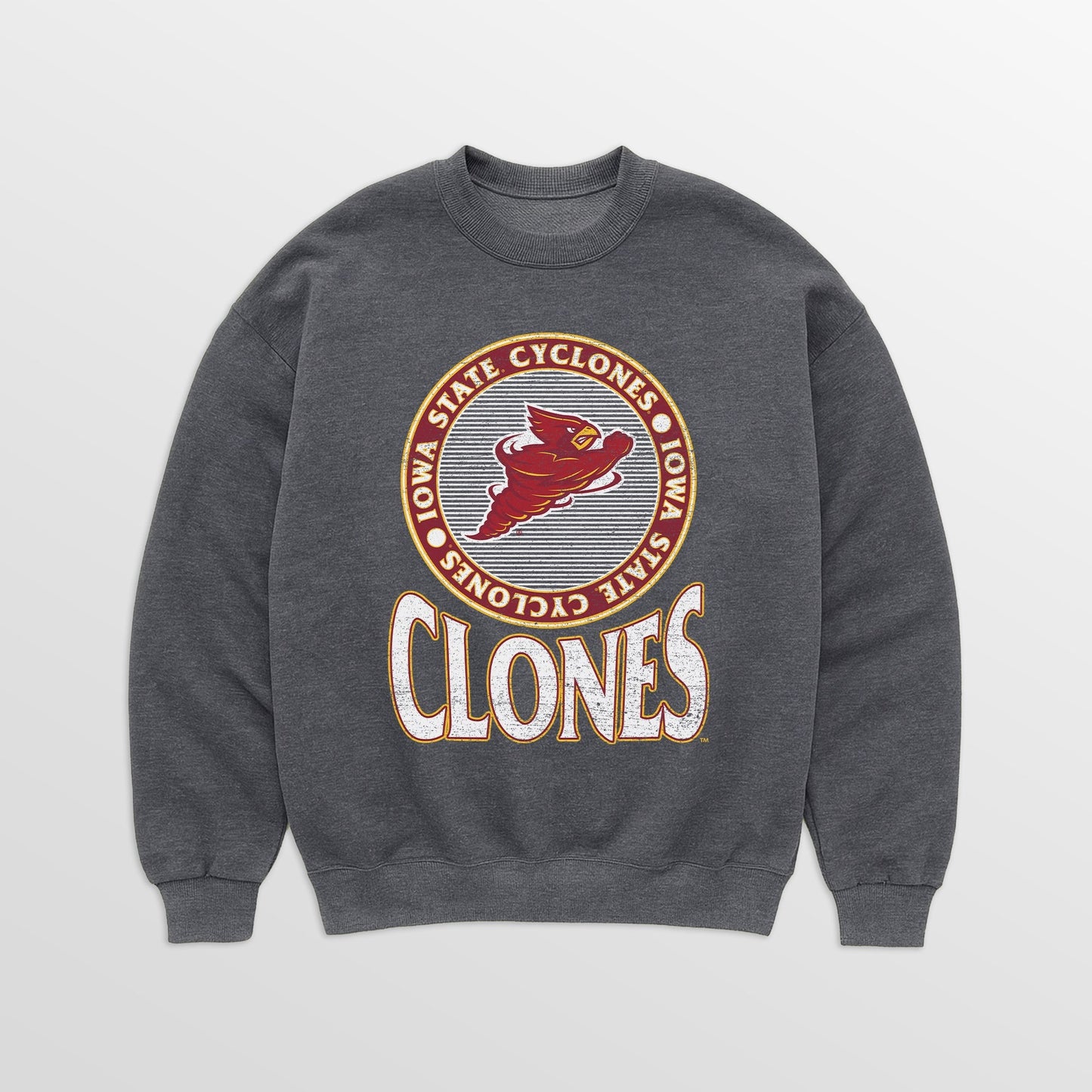 IOWA STATE CYCLONES SATURDAY SEAL PREMIUM FLEECE DROP SHOULDER CREWNECK PULLOVER