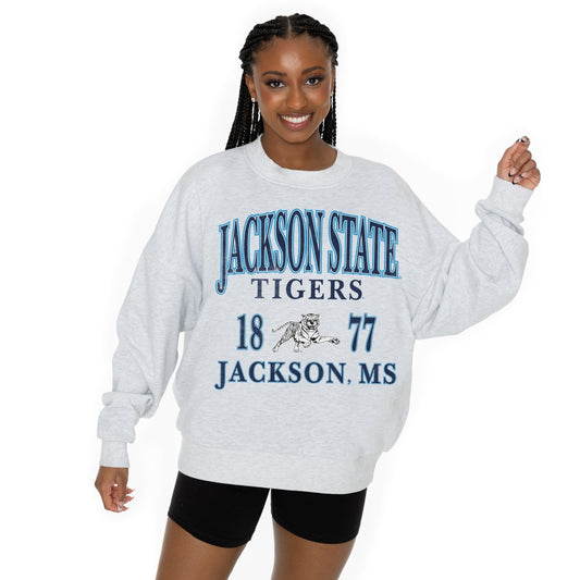 JACKSON STATE TIGERS ALLEGIANCE LONG SLEEVE UNISEX FIT PREMIUM FLEECE CREWNECK SWEATSHIRT WITH RIBBED KNIT NECKLINE, WRIST, AND WAISTBAND - The Club