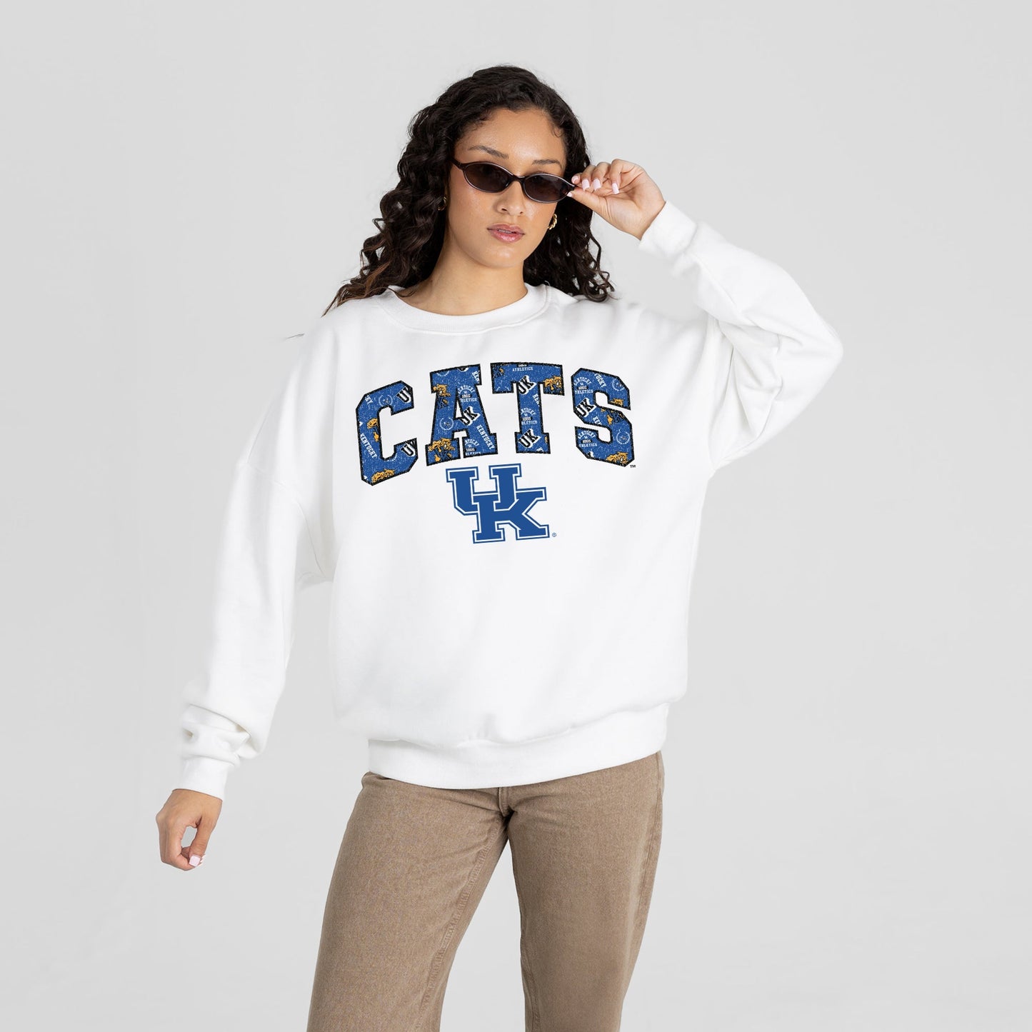 KENTUCKY WILDCATS SWEET PLAY PREMIUM FLEECE DROP SHOULDER CREWNECK PULLOVER