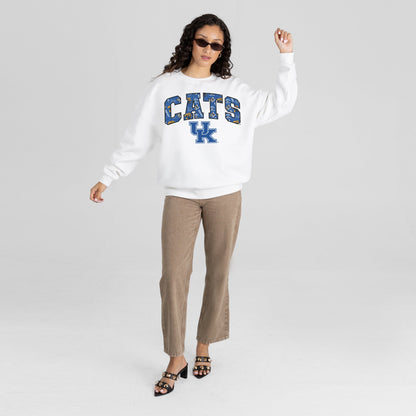KENTUCKY WILDCATS SWEET PLAY PREMIUM FLEECE DROP SHOULDER CREWNECK PULLOVER