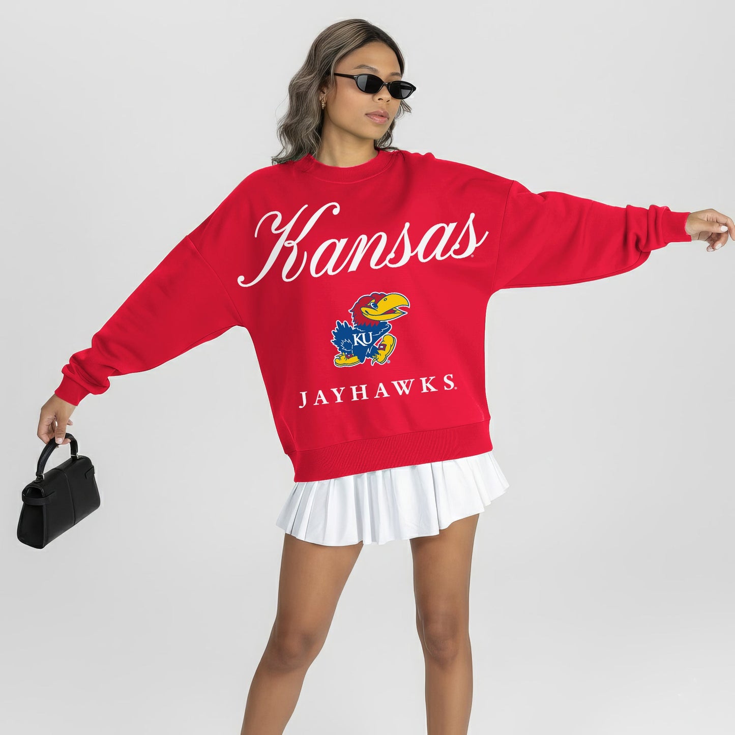 KANSAS JAYHAWKS LEGACY CLUB PREMIUM FLEECE DROP SHOULDER CREWNECK PULLOVER