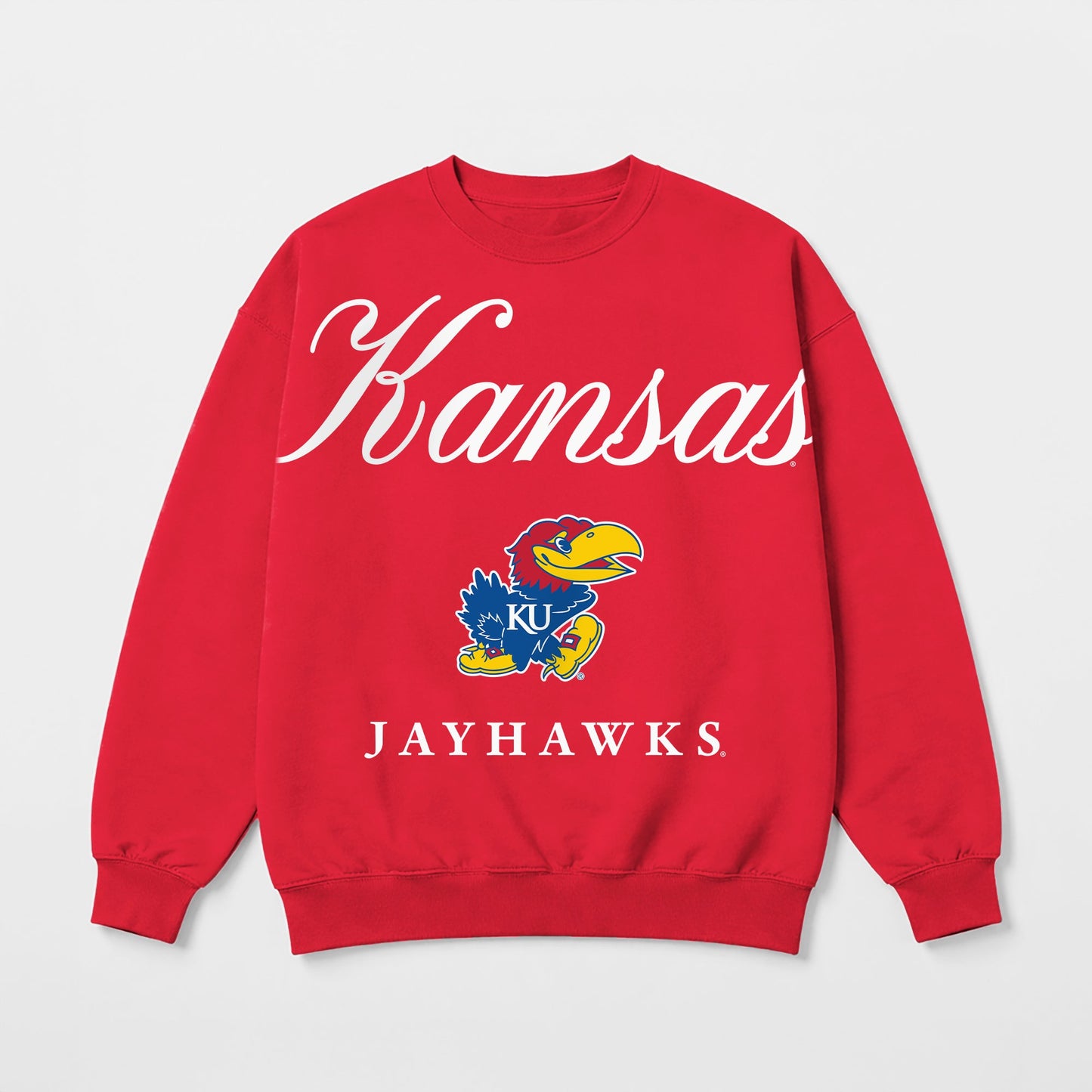 KANSAS JAYHAWKS LEGACY CLUB PREMIUM FLEECE DROP SHOULDER CREWNECK PULLOVER