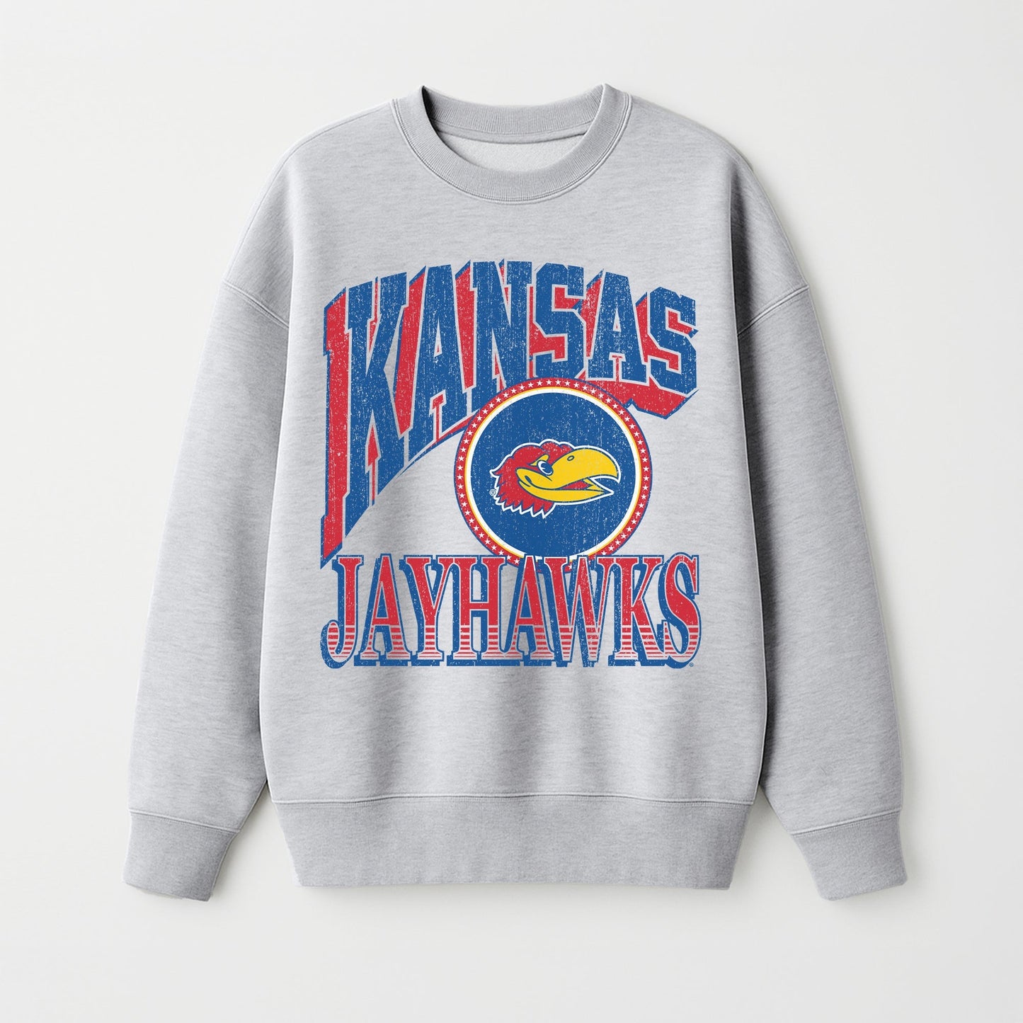 KANSAS JAYHAWKS GAME ON PREMIUM FLEECE DROP SHOULDER CREWNECK PULLOVER