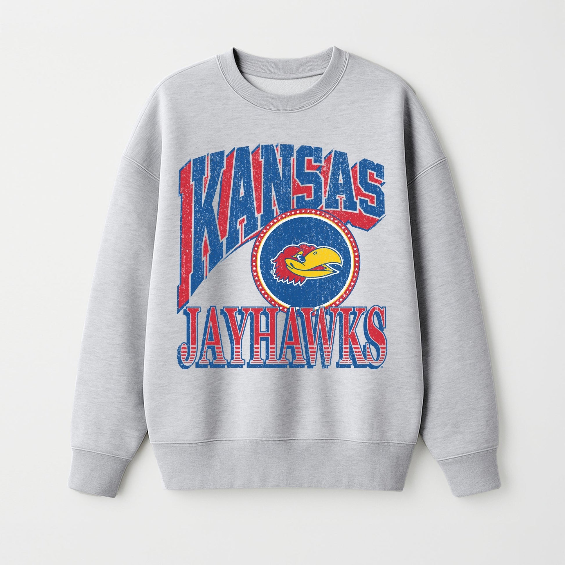 KANSAS JAYHAWKS GAME ON PREMIUM FLEECE DROP SHOULDER CREWNECK PULLOVER