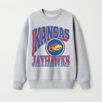 KANSAS JAYHAWKS GAME ON PREMIUM FLEECE DROP SHOULDER CREWNECK PULLOVER