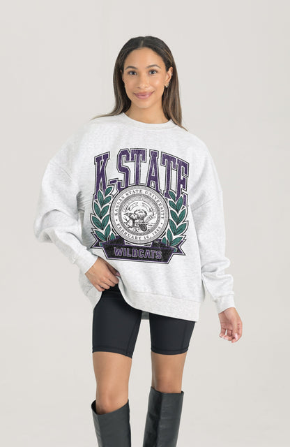 KANSAS STATE WILDCATS HERITAGE PREMIUM FLEECE DROP SHOULDER CREWNECK PULLOVER