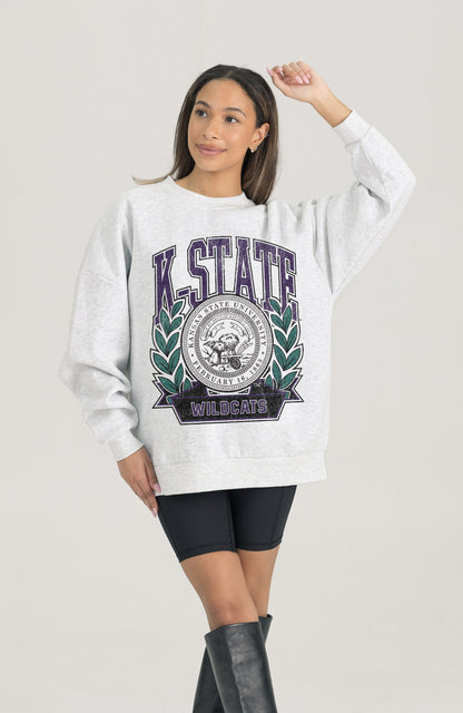 KANSAS STATE WILDCATS HERITAGE PREMIUM FLEECE DROP SHOULDER CREWNECK PULLOVER
