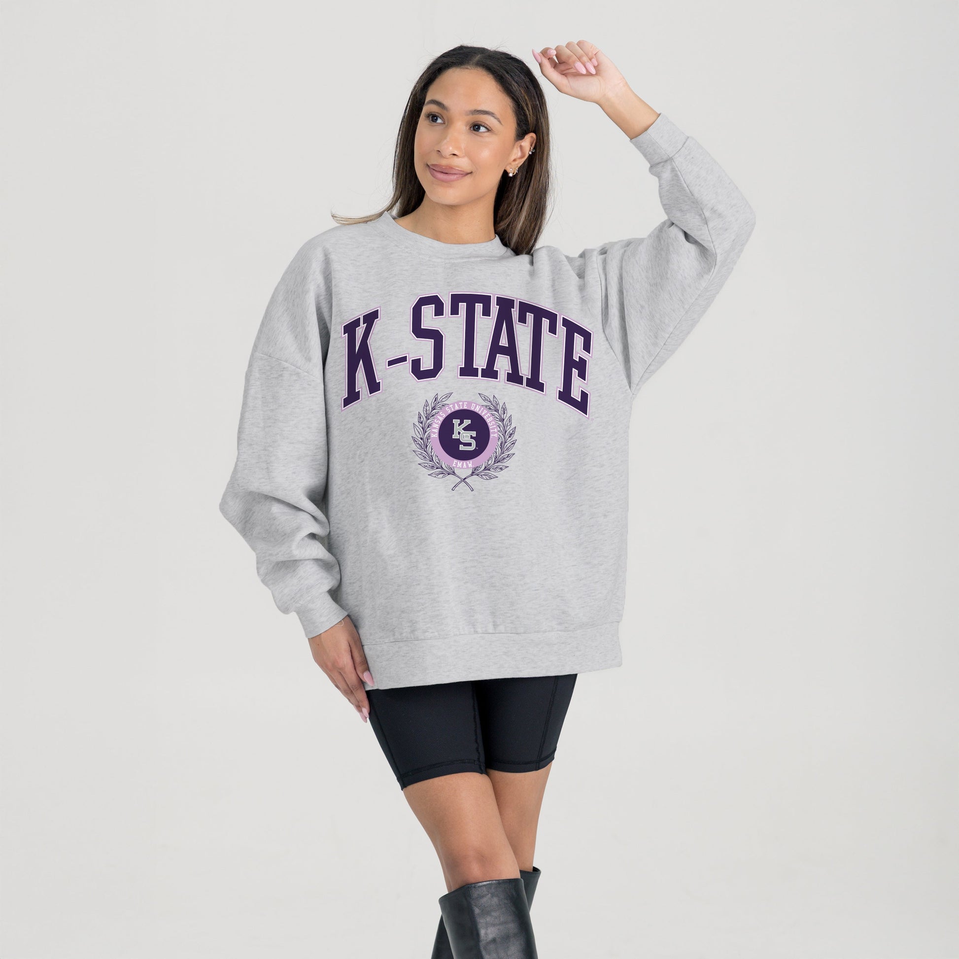 KANSAS STATE WILDCATS TRADITION REFINED PREMIUM FLEECE CREWNECK PULLOVER