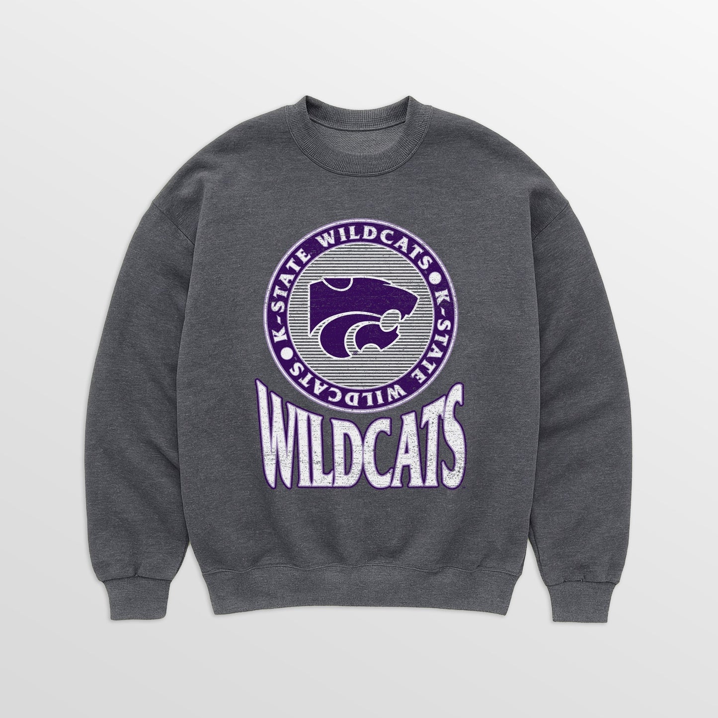 KANSAS STATE WILDCATS SATURDAY SEAL PREMIUM FLEECE DROP SHOULDER CREWNECK PULLOVER