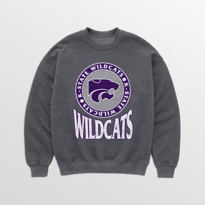 KANSAS STATE WILDCATS SATURDAY SEAL PREMIUM FLEECE DROP SHOULDER CREWNECK PULLOVER