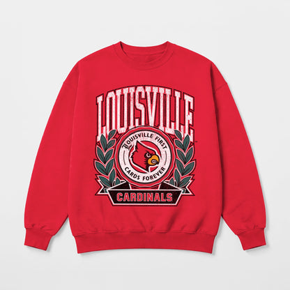 LOUISVILLE CARDINALS CLASSIC ARCHIVES PREMIUM FLEECE DROP SHOULDER CREWNECK PULLOVER
