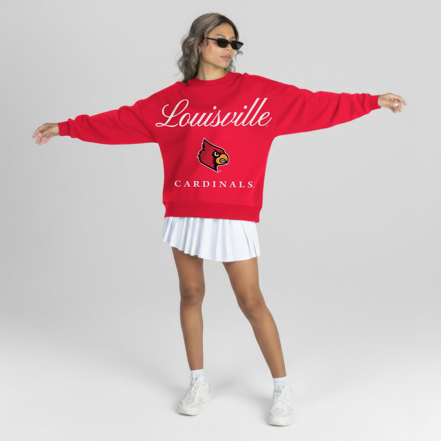 LOUISVILLE CARDINALS LEGACY CLUB PREMIUM FLEECE DROP SHOULDER CREWNECK PULLOVER