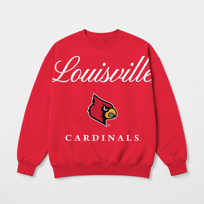 LOUISVILLE CARDINALS LEGACY CLUB PREMIUM FLEECE DROP SHOULDER CREWNECK PULLOVER
