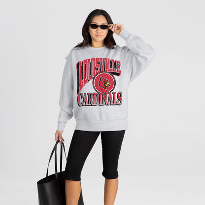LOUISVILLE CARDINALS GAME ON PREMIUM FLEECE DROP SHOULDER CREWNECK PULLOVER