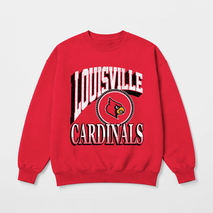 LOUISVILLE CARDINALS MAIN CHARACTER PREMIUM FLEECE DROP SHOULDER CREWNECK PULLOVER