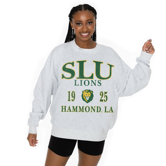 SOUTHEASTERN LOUISIANA LIONS ALLEGIANCE LONG SLEEVE UNISEX FIT PREMIUM FLEECE CREWNECK SWEATSHIRT WITH RIBBED KNIT NECKLINE, WRIST, AND WAISTBAND - The Club