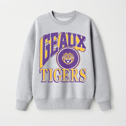 LSU TIGERS GAME ON PREMIUM FLEECE DROP SHOULDER CREWNECK PULLOVER