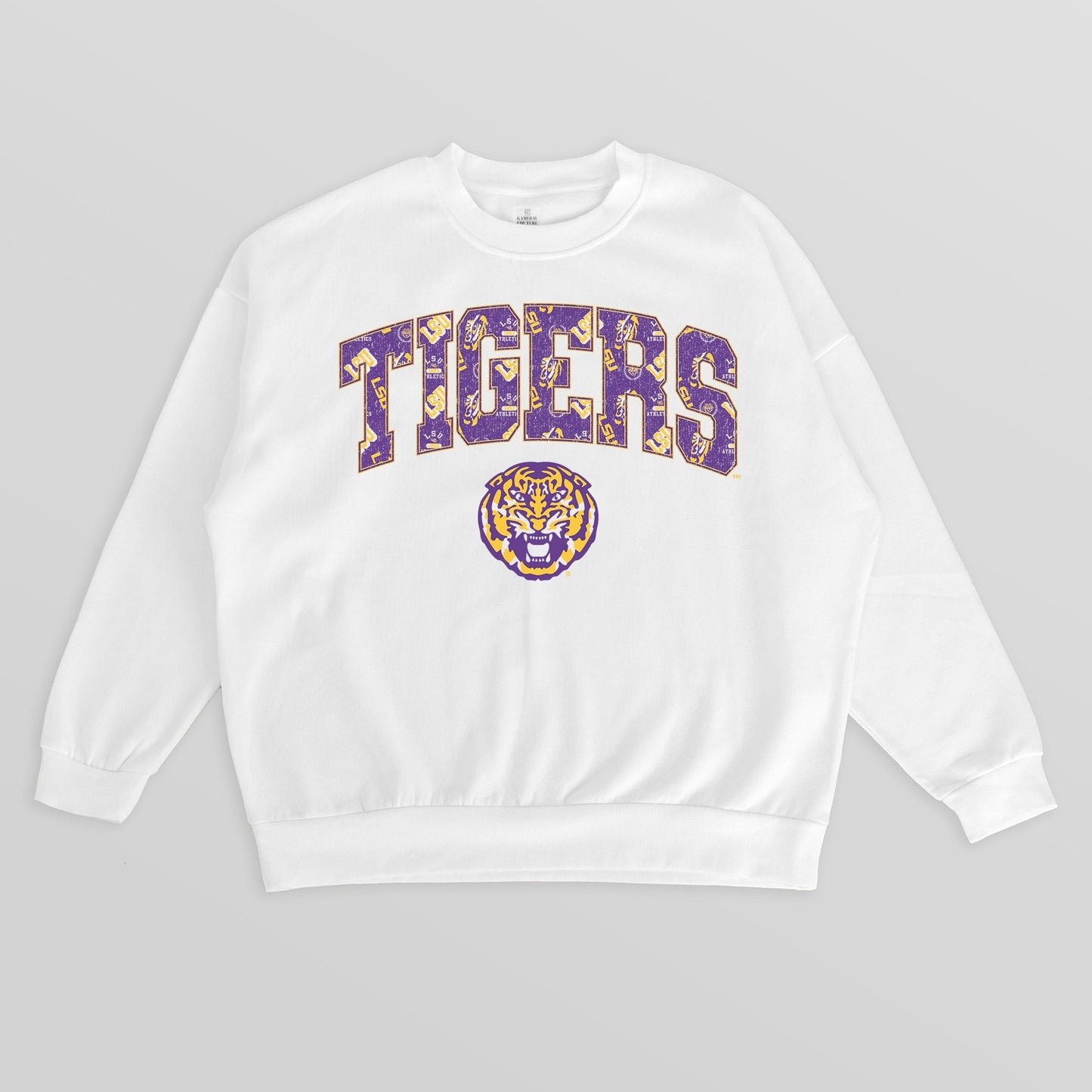 LSU TIGERS SWEET PLAY PREMIUM FLEECE DROP SHOULDER CREWNECK PULLOVER