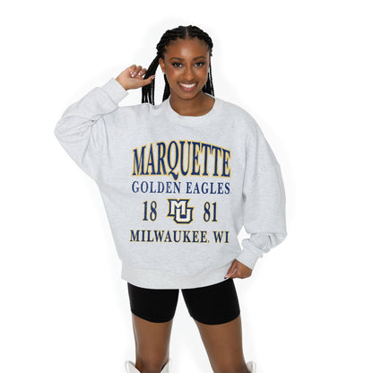 MARQUETTE GOLDEN EAGLES ALLEGIANCE LONG SLEEVE UNISEX FIT PREMIUM FLEECE CREWNECK SWEATSHIRT WITH RIBBED KNIT NECKLINE, WRIST, AND WAISTBAND - The Club