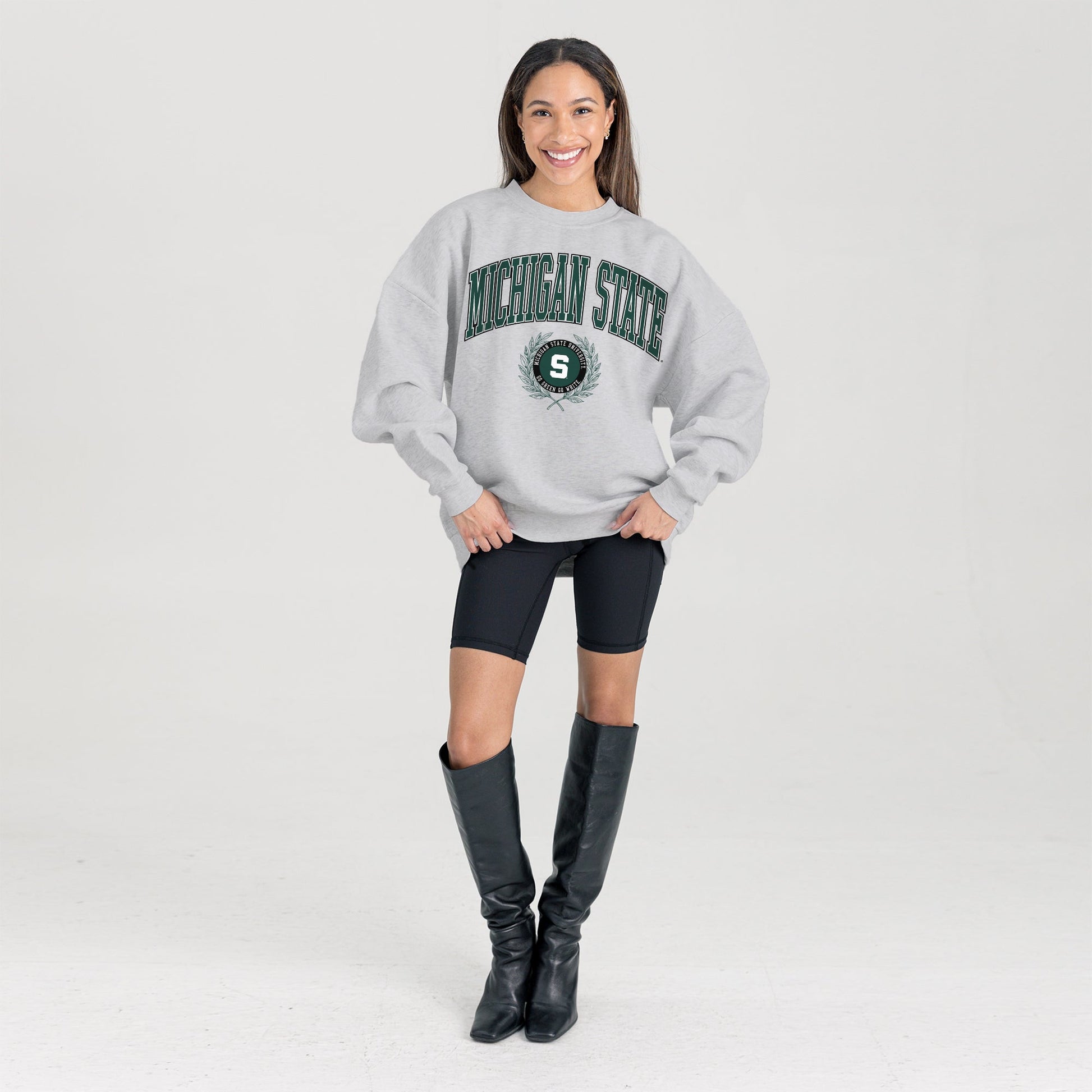MICHIGAN STATE SPARTANS TRADITION REFINED PREMIUM FLEECE CREWNECK PULLOVER