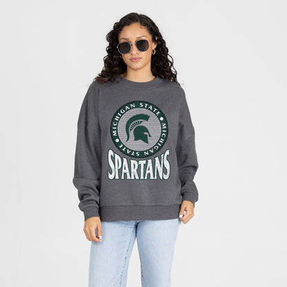 MICHIGAN STATE SPARTANS SATURDAY SEAL PREMIUM FLEECE DROP SHOULDER CREWNECK PULLOVER