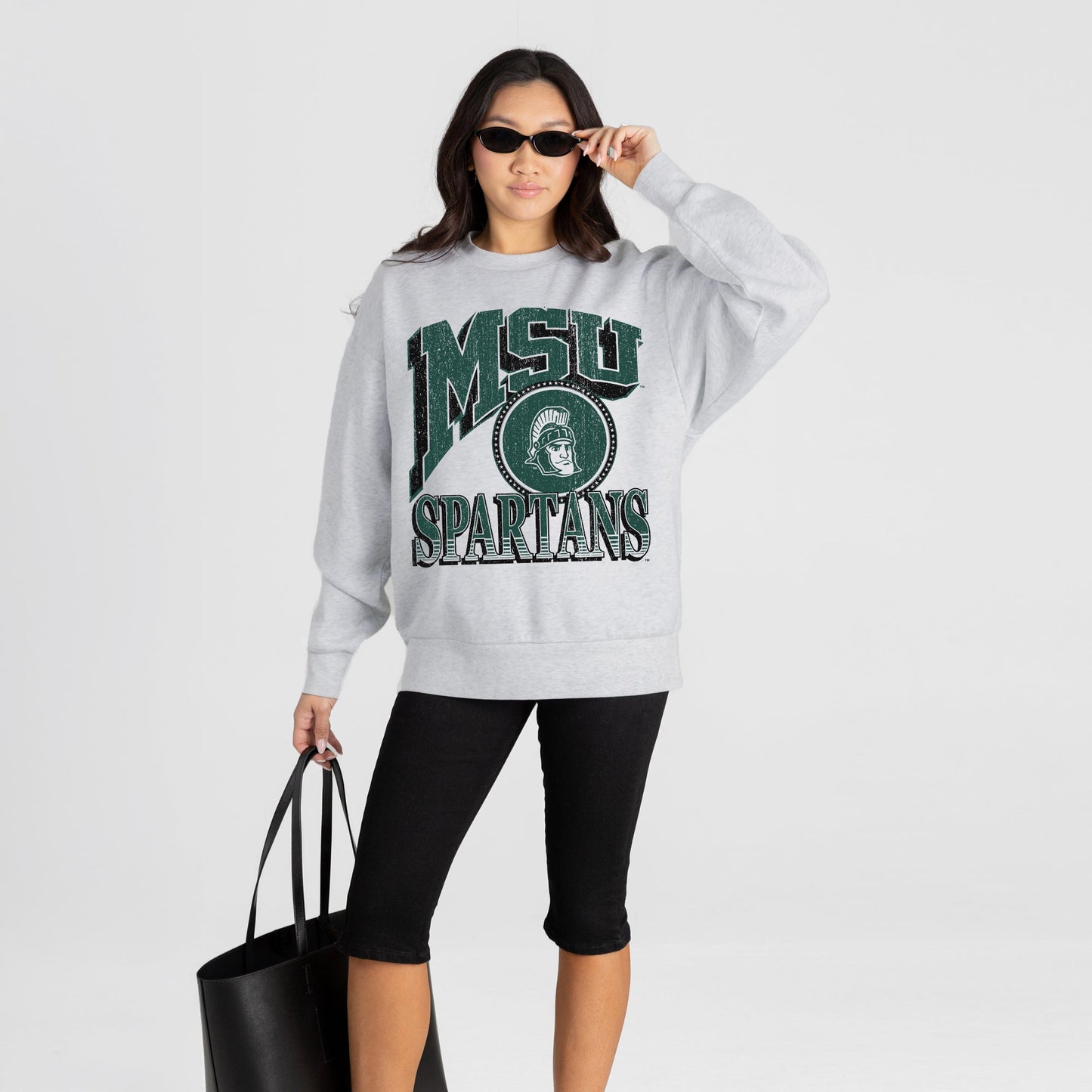 MICHIGAN STATE SPARTANS GAME ON PREMIUM FLEECE DROP SHOULDER CREWNECK PULLOVER