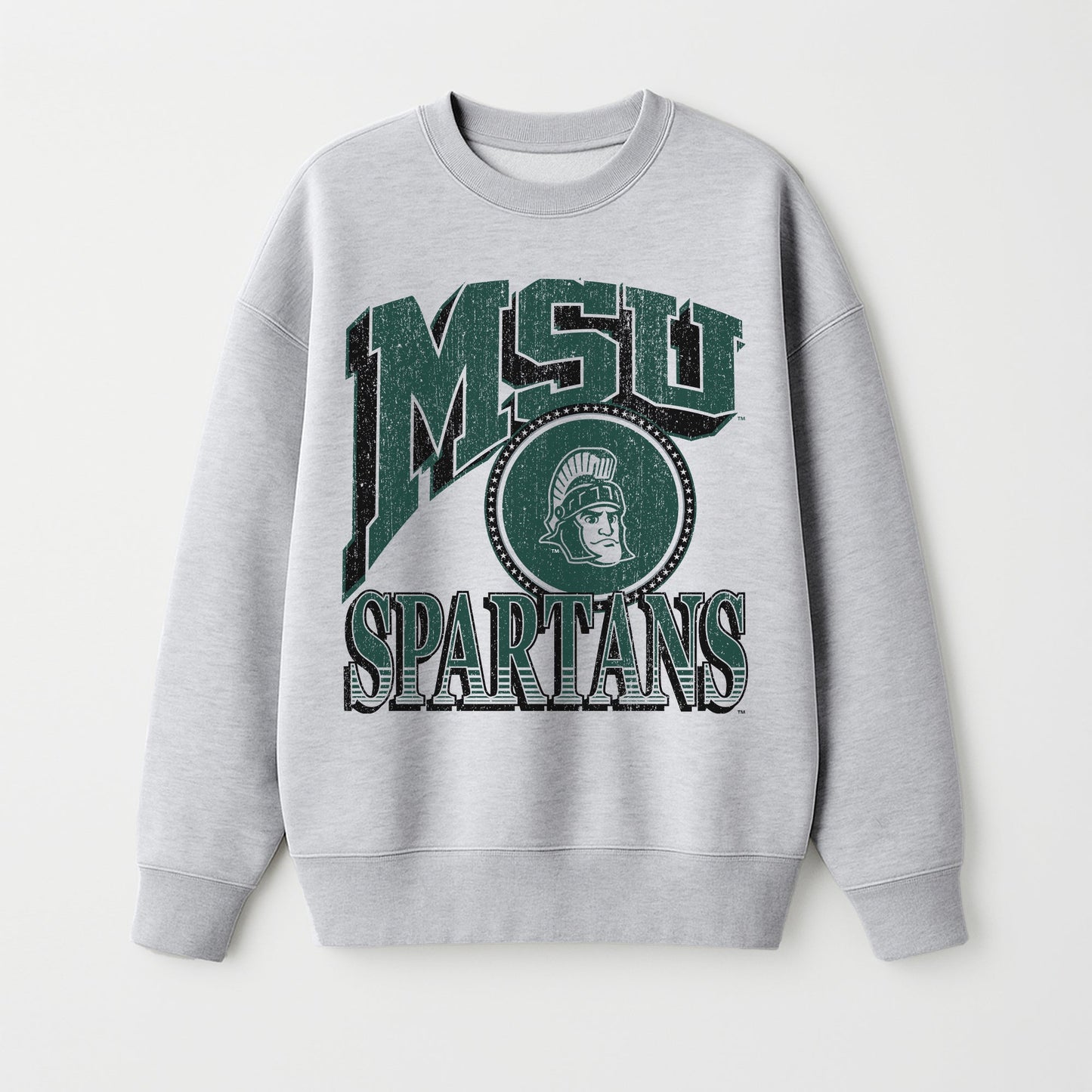 MICHIGAN STATE SPARTANS GAME ON PREMIUM FLEECE DROP SHOULDER CREWNECK PULLOVER