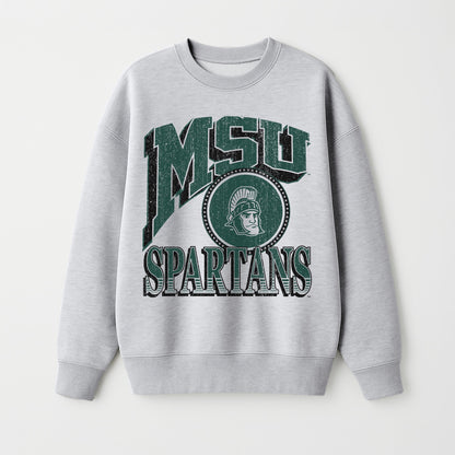 MICHIGAN STATE SPARTANS GAME ON PREMIUM FLEECE DROP SHOULDER CREWNECK PULLOVER